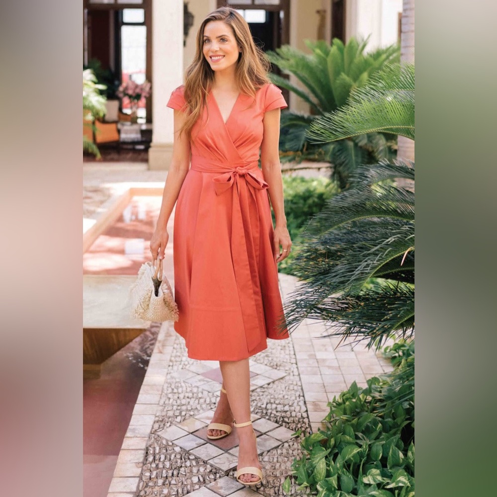 Gal Meets Glam Coral Wrap Dress
